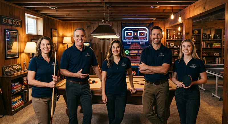 Hall of Games team warehouse with game tables and Medal Sports engineering